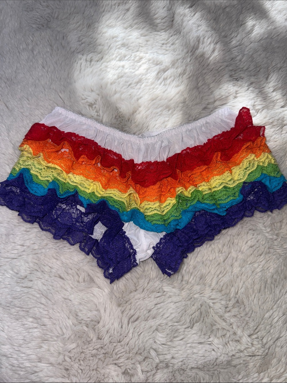 Rainbow Ruffle Lace Boyshorts - Multicolor